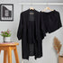 Women summer 3 piece pajama set  Black Top +kimono & short